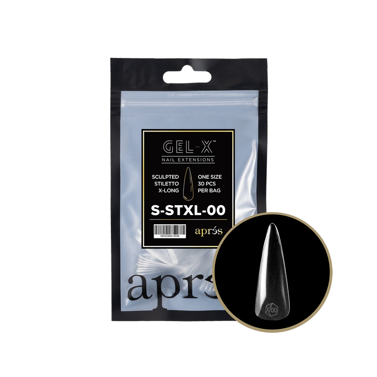 APRES GEL - X 2.0 TIPS SCULPTED STILETTO EXTRA LONG | REFILL #0 30PC - Purple Beauty Supplies