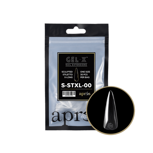 APRES GEL - X 2.0 TIPS SCULPTED STILETTO EXTRA LONG | REFILL #0 30PC - Purple Beauty Supplies