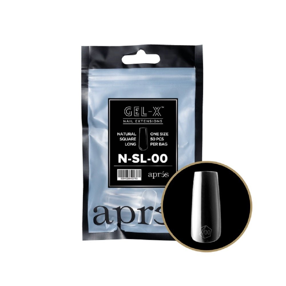 *APRES GEL - X TIPS REFILL PACK 50 PC NATURAL SQUARE LONG #1 - Purple Beauty Supplies