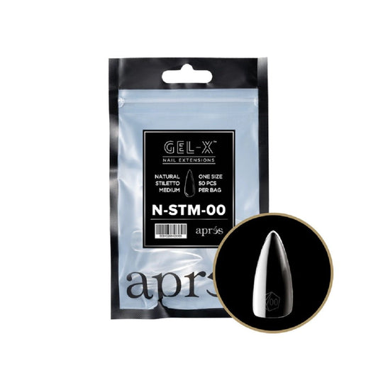 *APRES GEL - X TIPS REFILL PACK 50 PC NATURAL STILETTO MEDIUM #2 - Purple Beauty Supplies