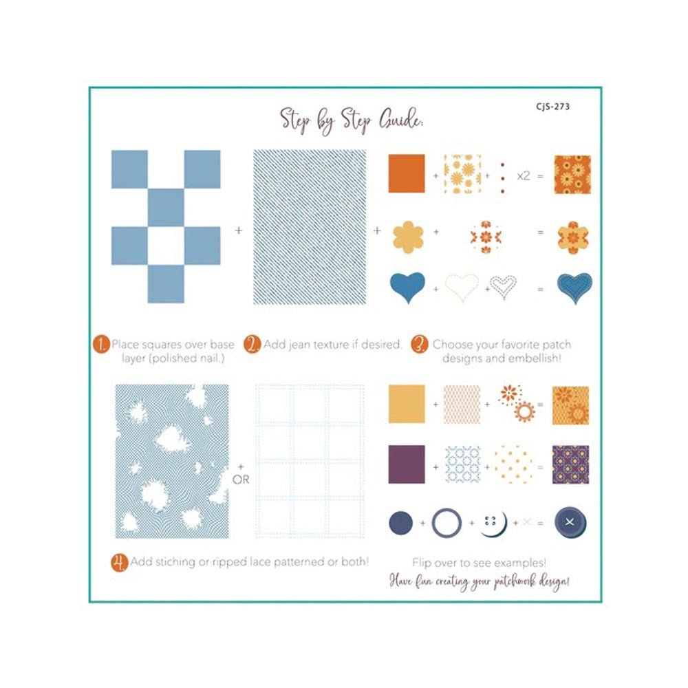 CLEAR JELLY PLATE DENIM PATCHWORK 8 X 8 CM - Purple Beauty Supplies