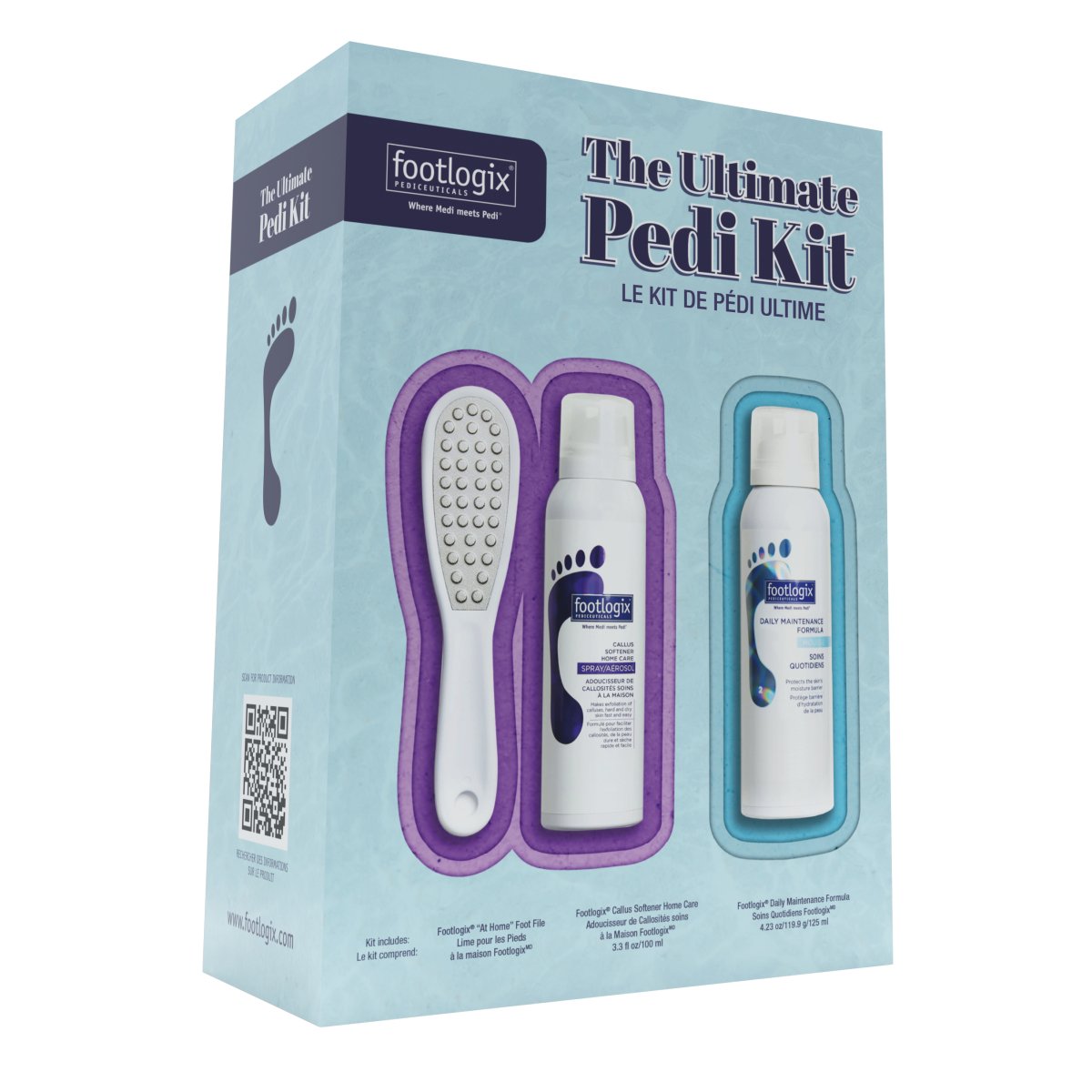 FOOTLOGIX THE ULTIMATE PEDICURE KIT 3 PC - Purple Beauty Supplies