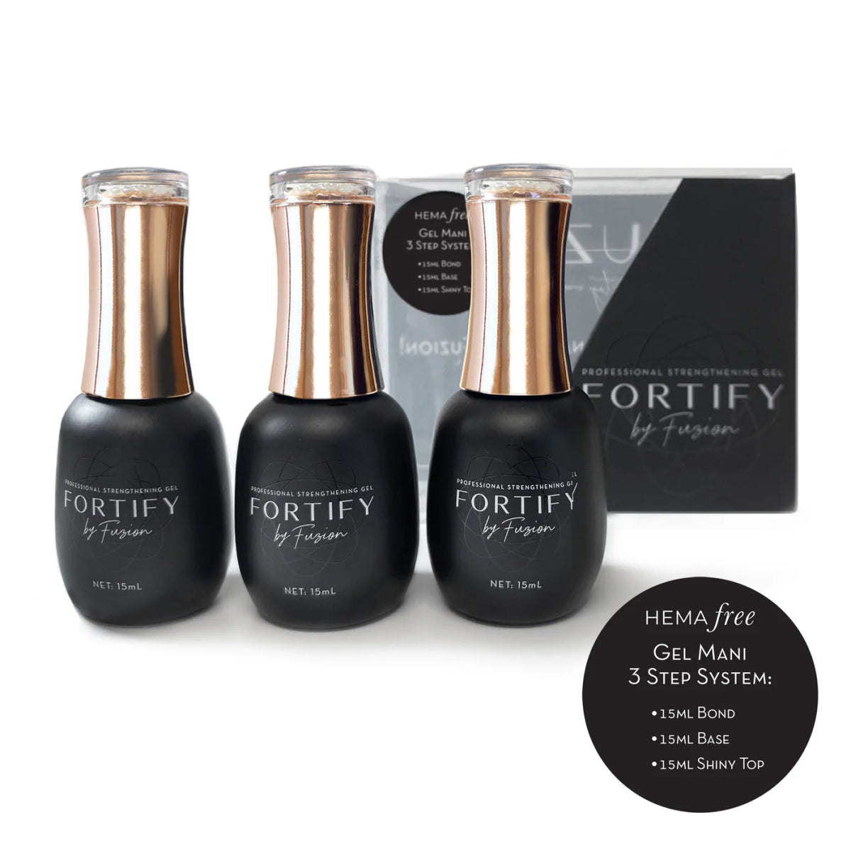 FUZION FORTIFY STARTER KIT HEMA FREE GEL MANI 3 PC SYSTEM - Purple Beauty Supplies