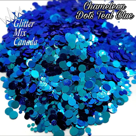 GLITTER MIX- CHAMELEON TEAL, BLUE DOTS - Purple Beauty Supplies
