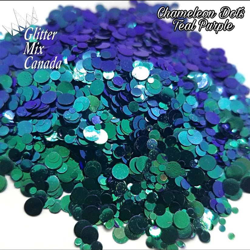 GLITTER MIX- CHAMELEON TEAL, PURPLE DOTS - Purple Beauty Supplies