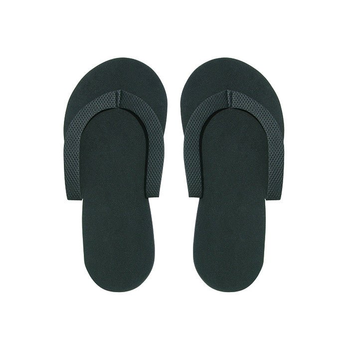 GRIPPER DISPOSABLE FOAM SLIPPERS- BLACK 1 PAIR - Purple Beauty Supplies