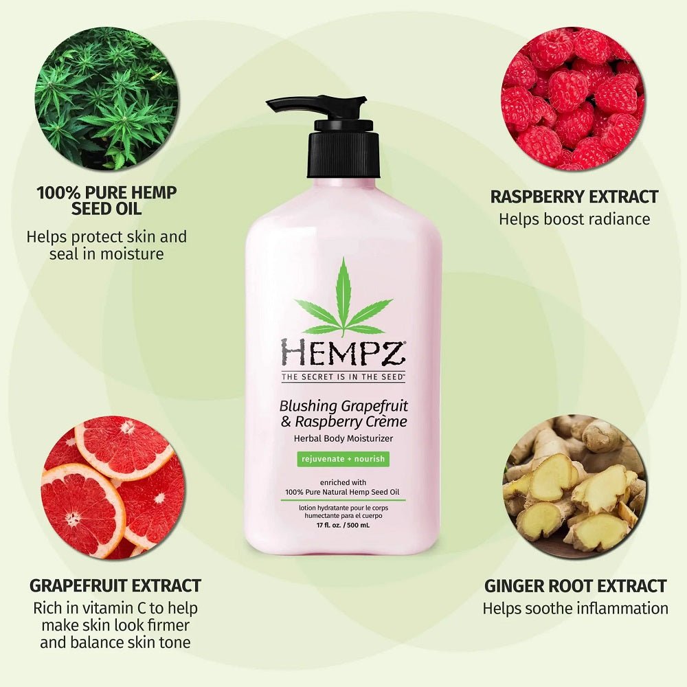 HEMPZ MOISTURIZER BLUSHING GRAPEFRUIT & RASPBERRY 2.25 OZ/66 ML - Purple Beauty Supplies