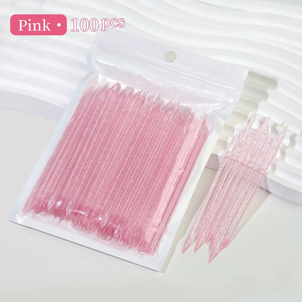 PLASTIC ORANGEWOOD STICK - PINK 100 PK - Purple Beauty Supplies