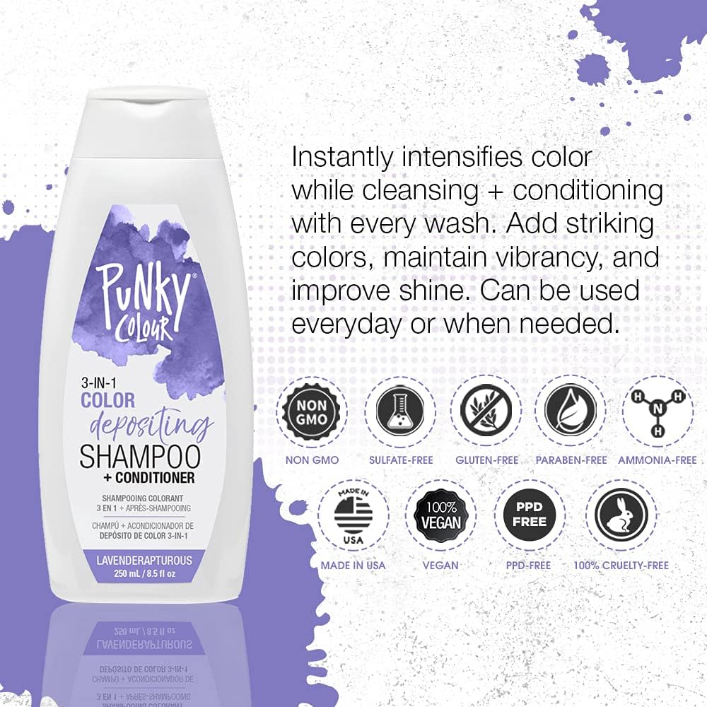 PUNKY 3-IN-1 SHAMPOO & CONDITIONER 8.5 oz LAVENDERAPTUROUS - Purple Beauty Supplies