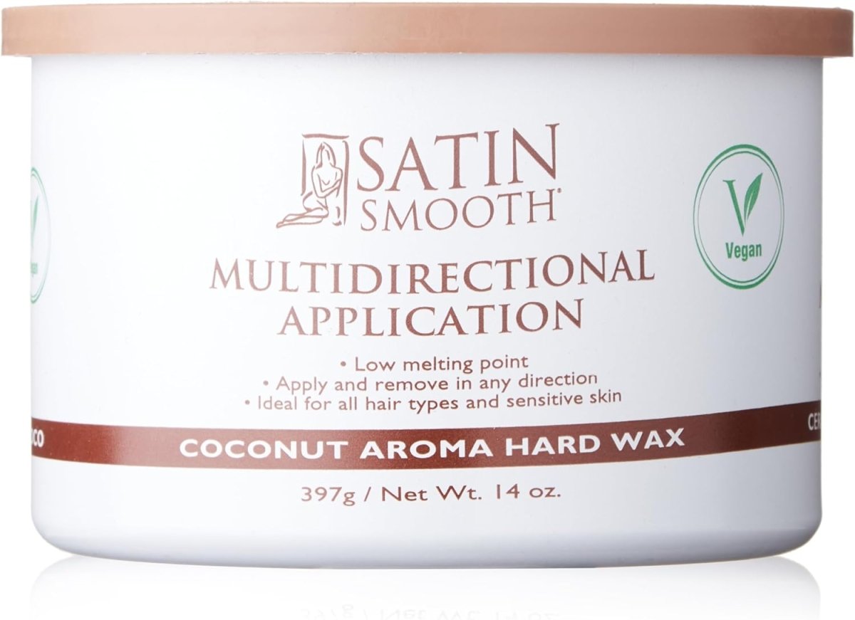 SATIN SMOOTH MULTIDIRECTIONAL COCONUT AROMA HARD WAX 14 OZ/397 G - Purple Beauty Supplies