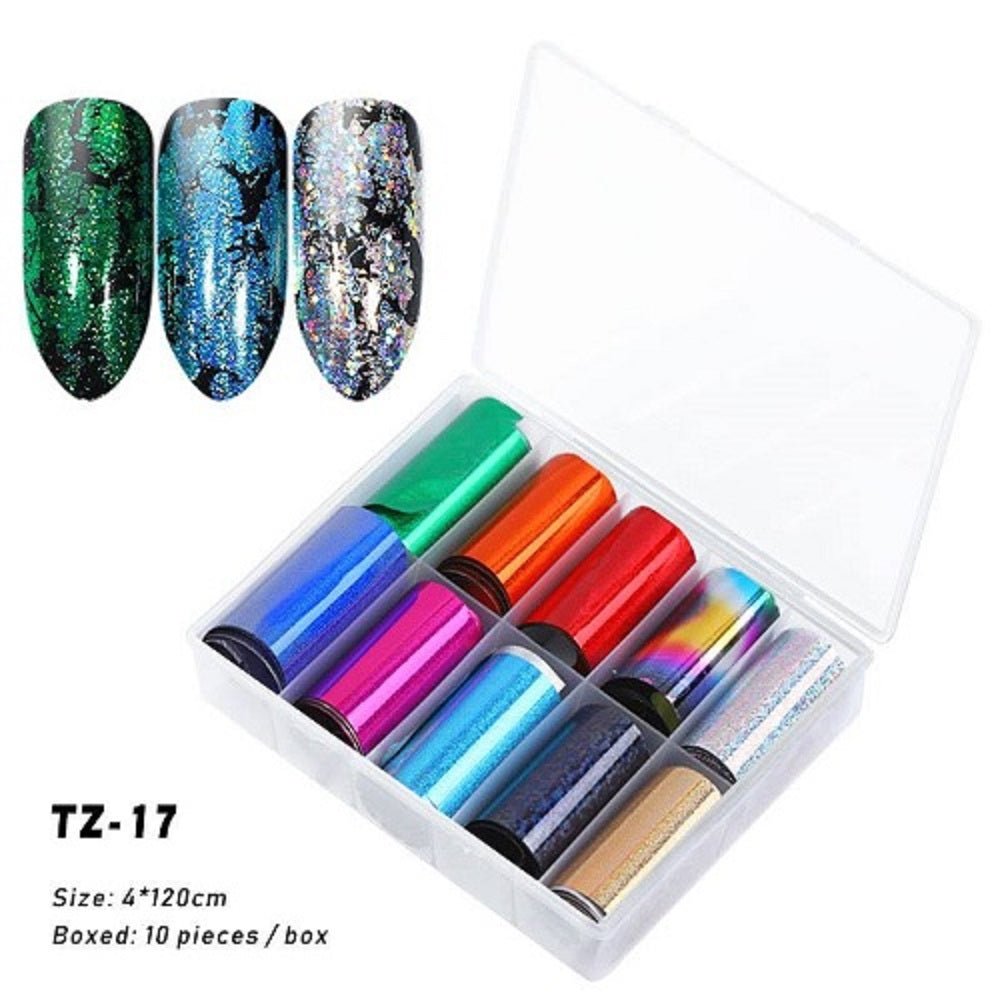 TRANSFER FOIL SET 10 PC TZ-17 - Purple Beauty Supplies