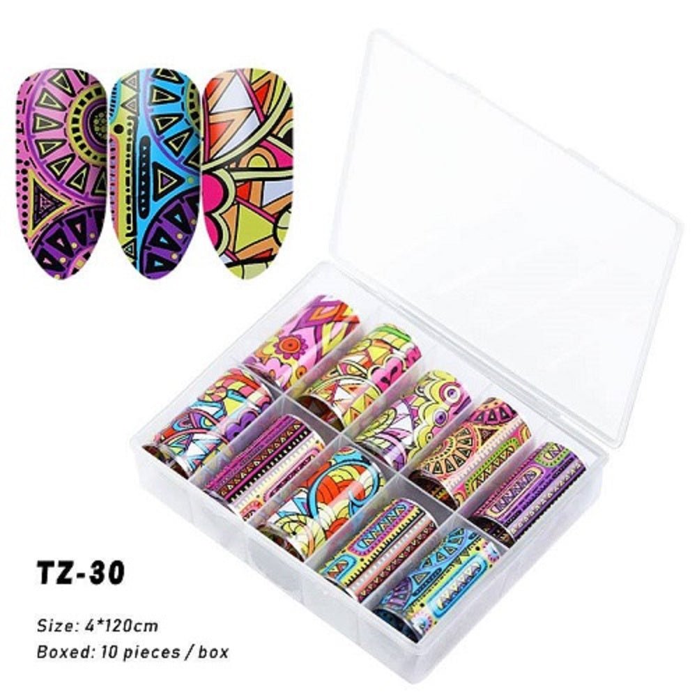 TRANSFER FOIL SET 10 PC TZ-30 - Purple Beauty Supplies