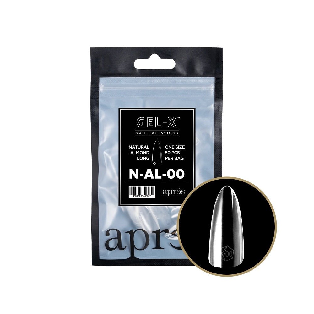 APRES GEL-X 2.0 TIPS NATURAL ALMOND LONG REFILL #00 50 PC - Purple Beauty Supplies