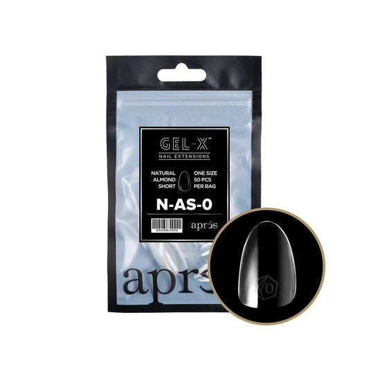 APRES GEL-X 2.0 TIPS NATURAL ALMOND SHORT REFILL #0 50 PC - Purple Beauty Supplies