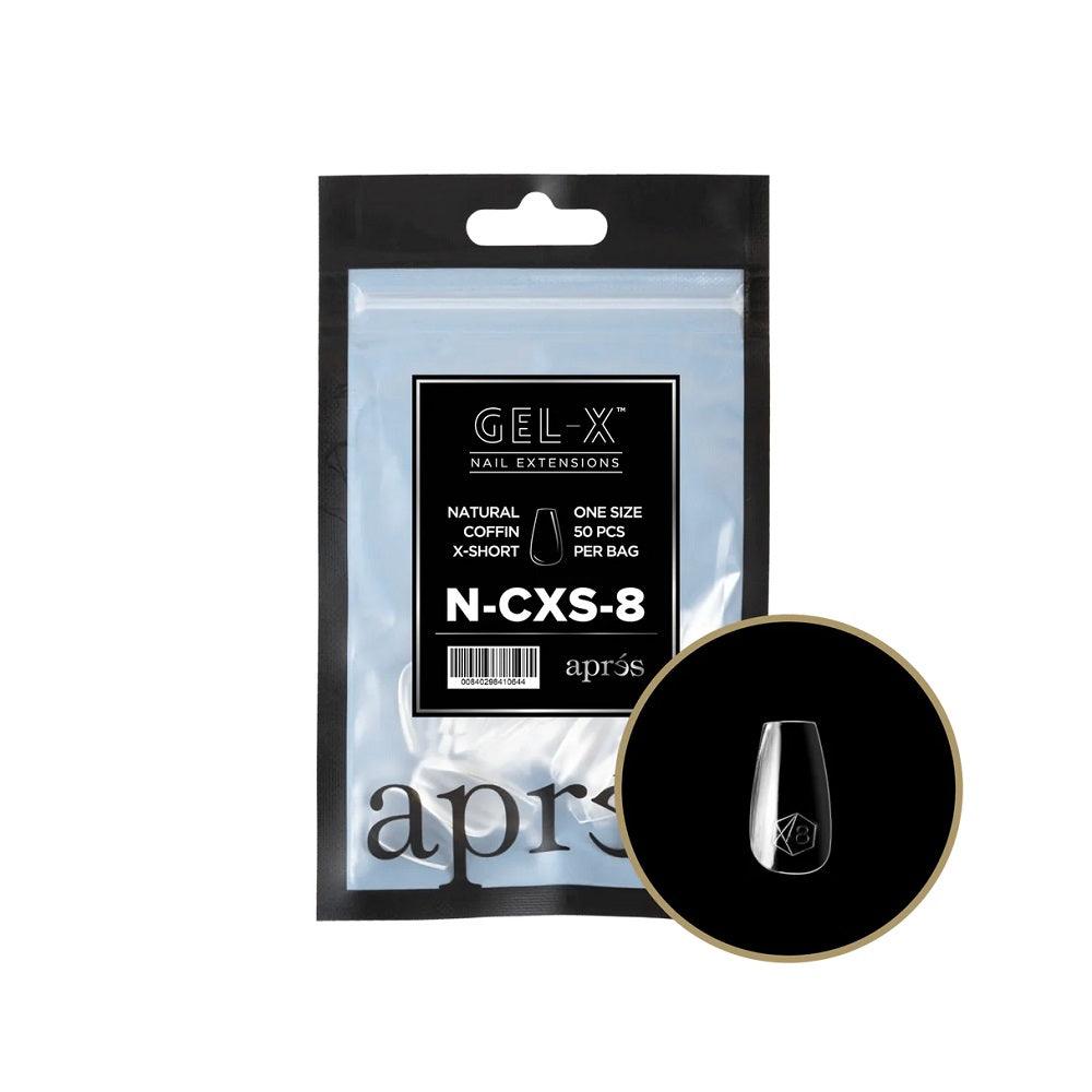 APRES GEL-X 2.0 TIPS NATURAL COFFIN EXTRA SHORT REFILL #00 50 PC - Purple Beauty Supplies