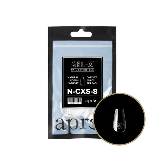 APRES GEL-X 2.0 TIPS NATURAL COFFIN EXTRA SHORT REFILL #00 50 PC - Purple Beauty Supplies