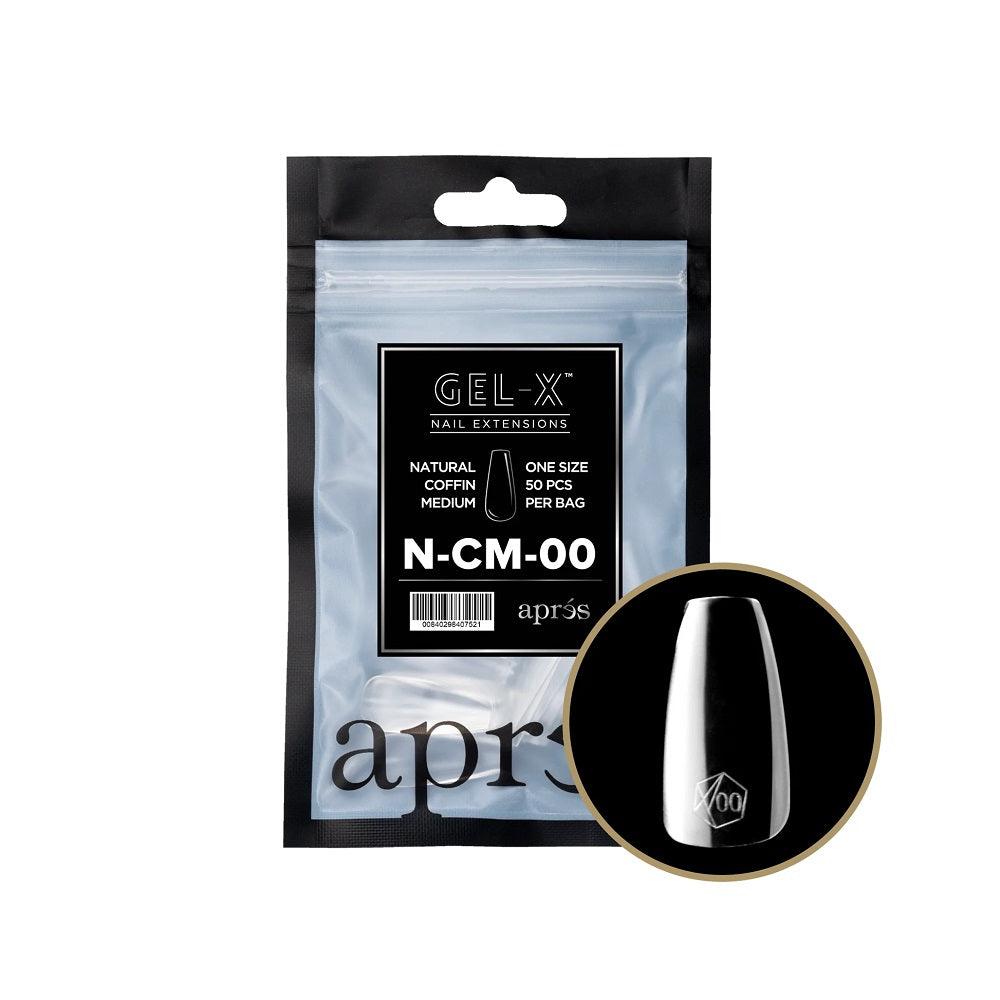 APRES GEL-X 2.0 TIPS NATURAL COFFIN MEDIUM REFILL #00 50 PC - Purple Beauty Supplies