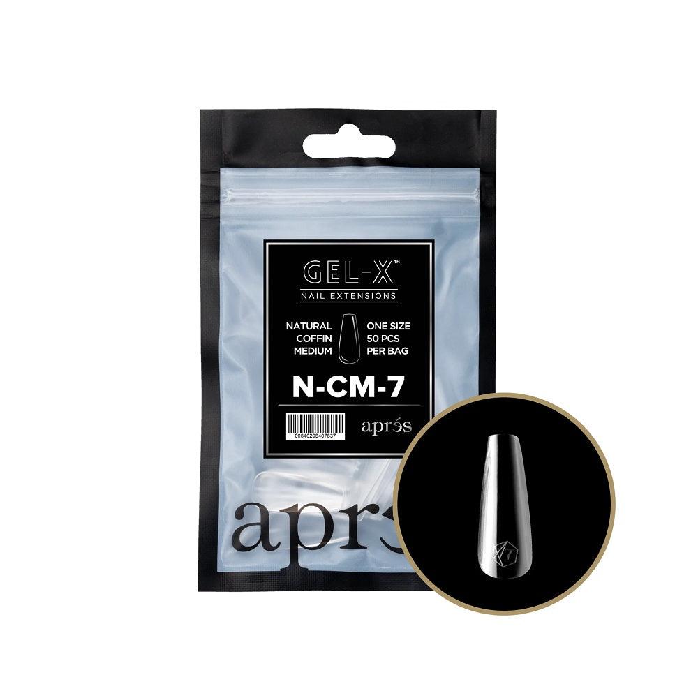 APRES GEL-X 2.0 TIPS NATURAL COFFIN MEDIUM REFILL #07 50 PC - Purple Beauty Supplies