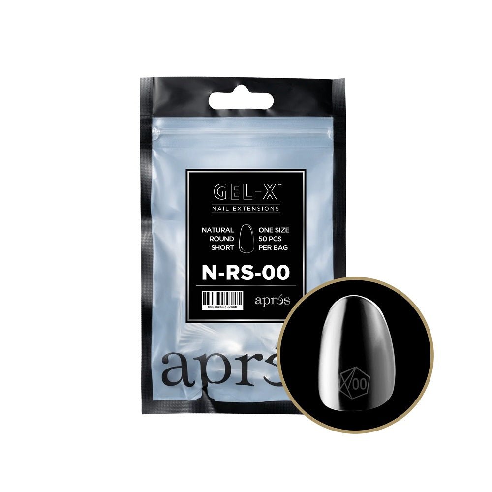 APRES GEL-X 2.0 TIPS NATURAL ROUND SHORT REFILL #00 50 PC - Purple Beauty Supplies