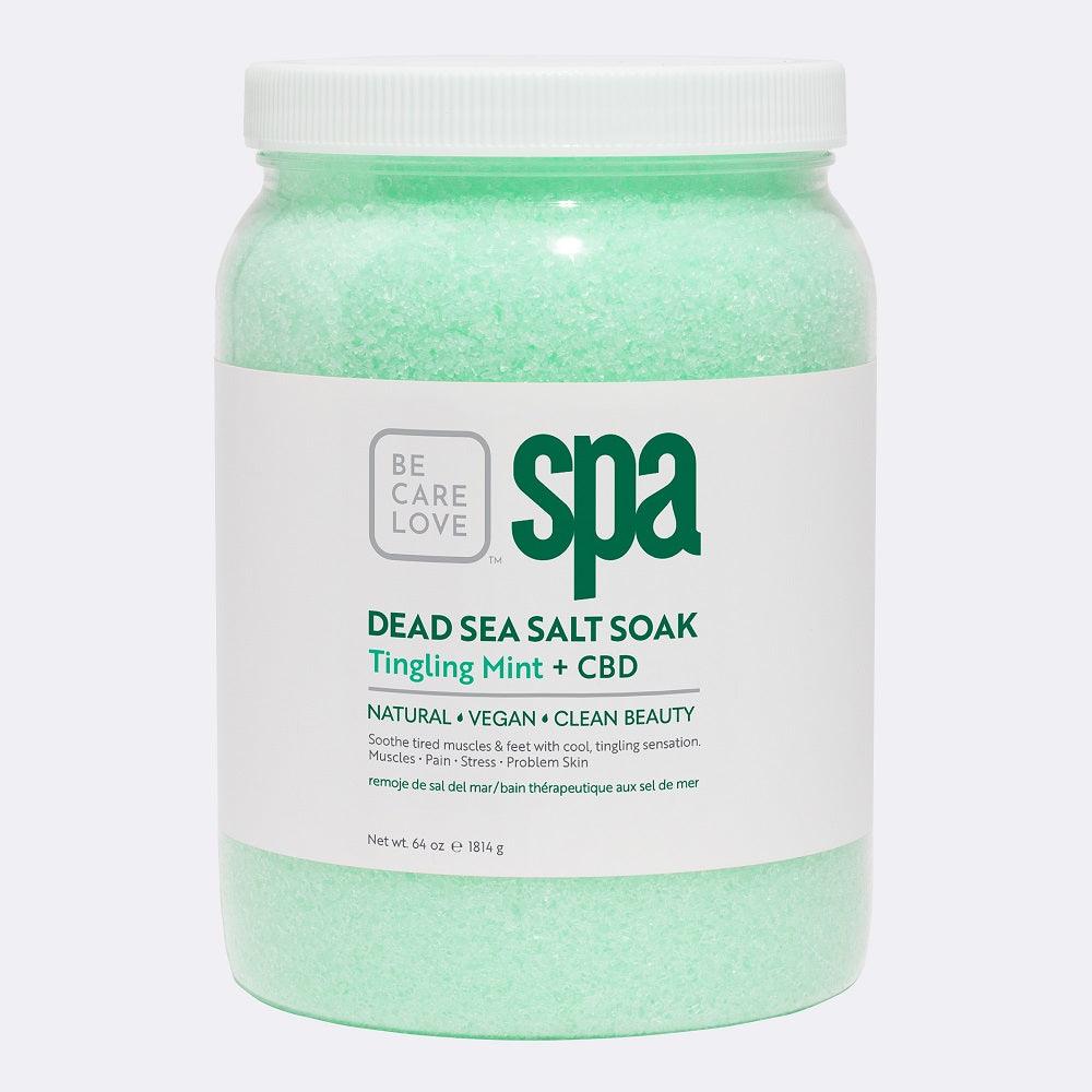 BCL SPA TINGLING MINT + CBD DEAD SEA SALT SOAK 64 OZ/1814 G - Purple Beauty Supplies