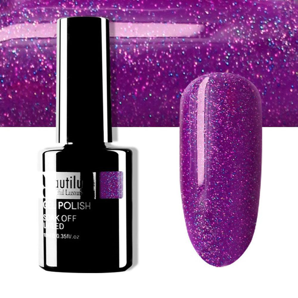 BEAUTILUX GEL POLISH RAINBOW GLITTER #163 10ml - Purple Beauty Supplies