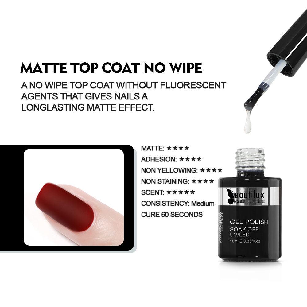 BEAUTILUX NO WIPE MATTE TOP 10ml - Purple Beauty Supplies