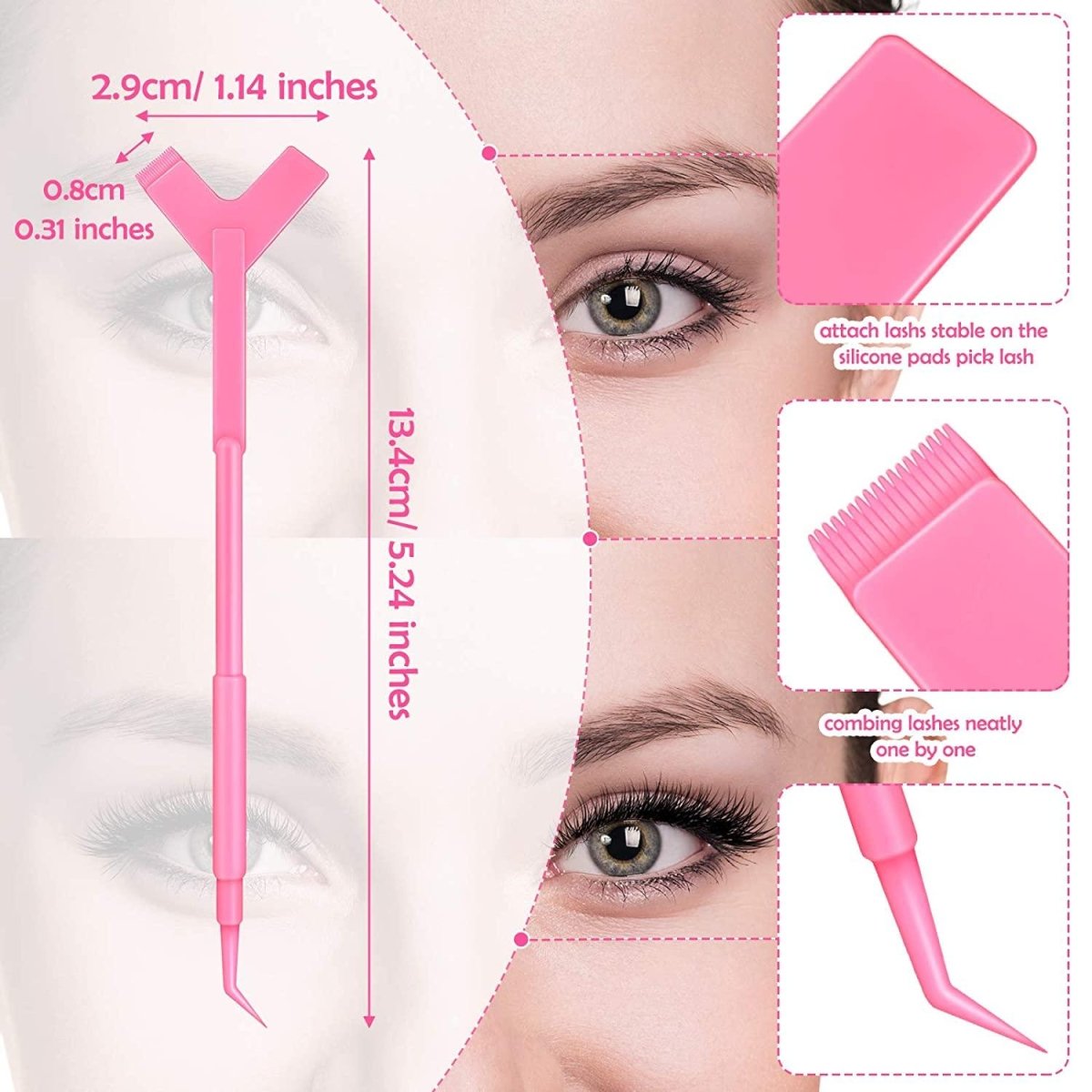 DISPOSABLE "Y" LASH LIFTING TOOL - PINK - 12 PK - Purple Beauty Supplies