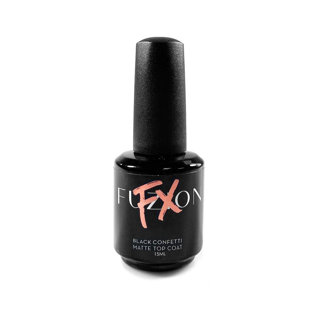 FUZION FX MATTE TOP COAT BLACK CONFETTI UV/LED 15 ML - Purple Beauty Supplies