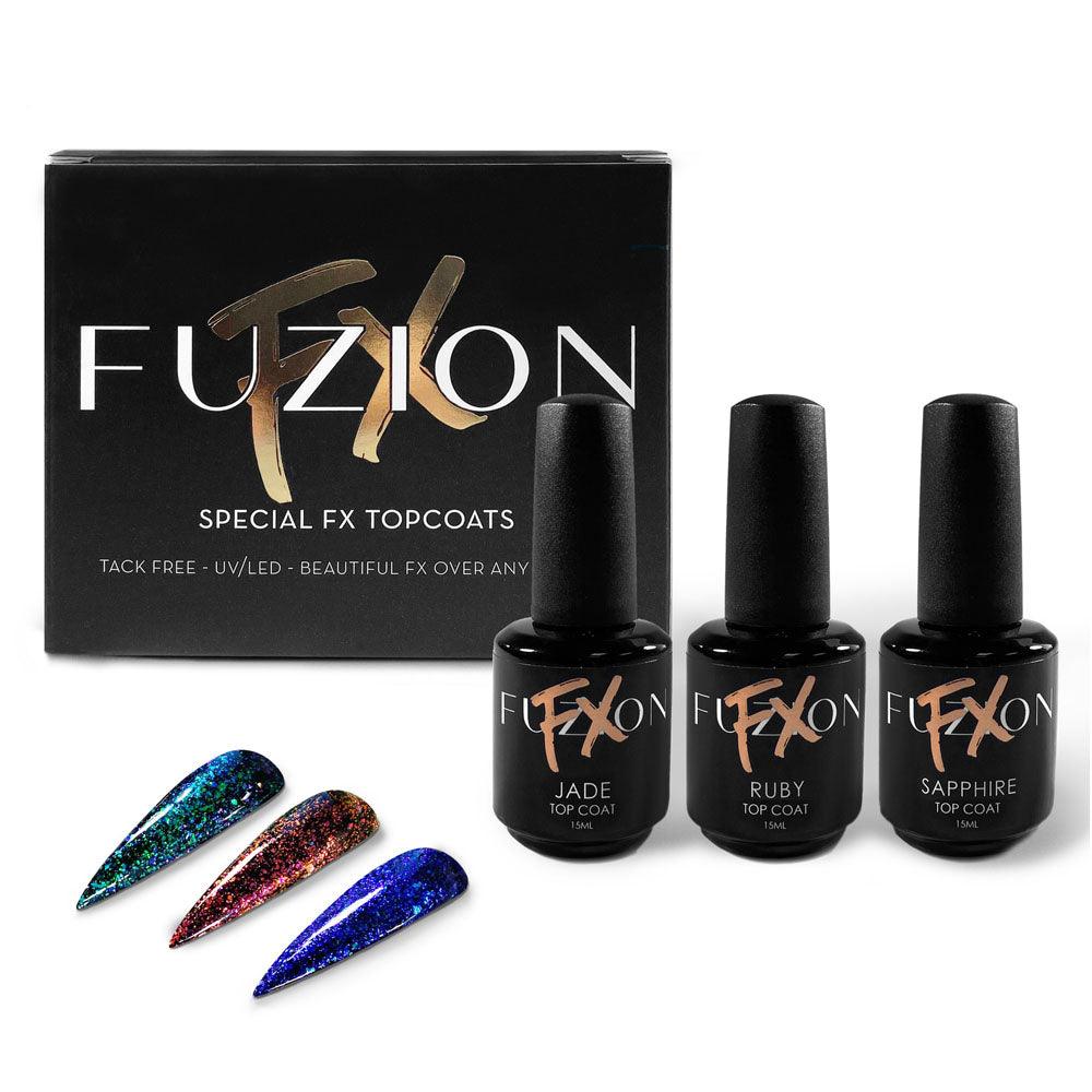 FUZION FX SHINY TOP COAT FLAKES COLLECTION 3 PK - Purple Beauty Supplies