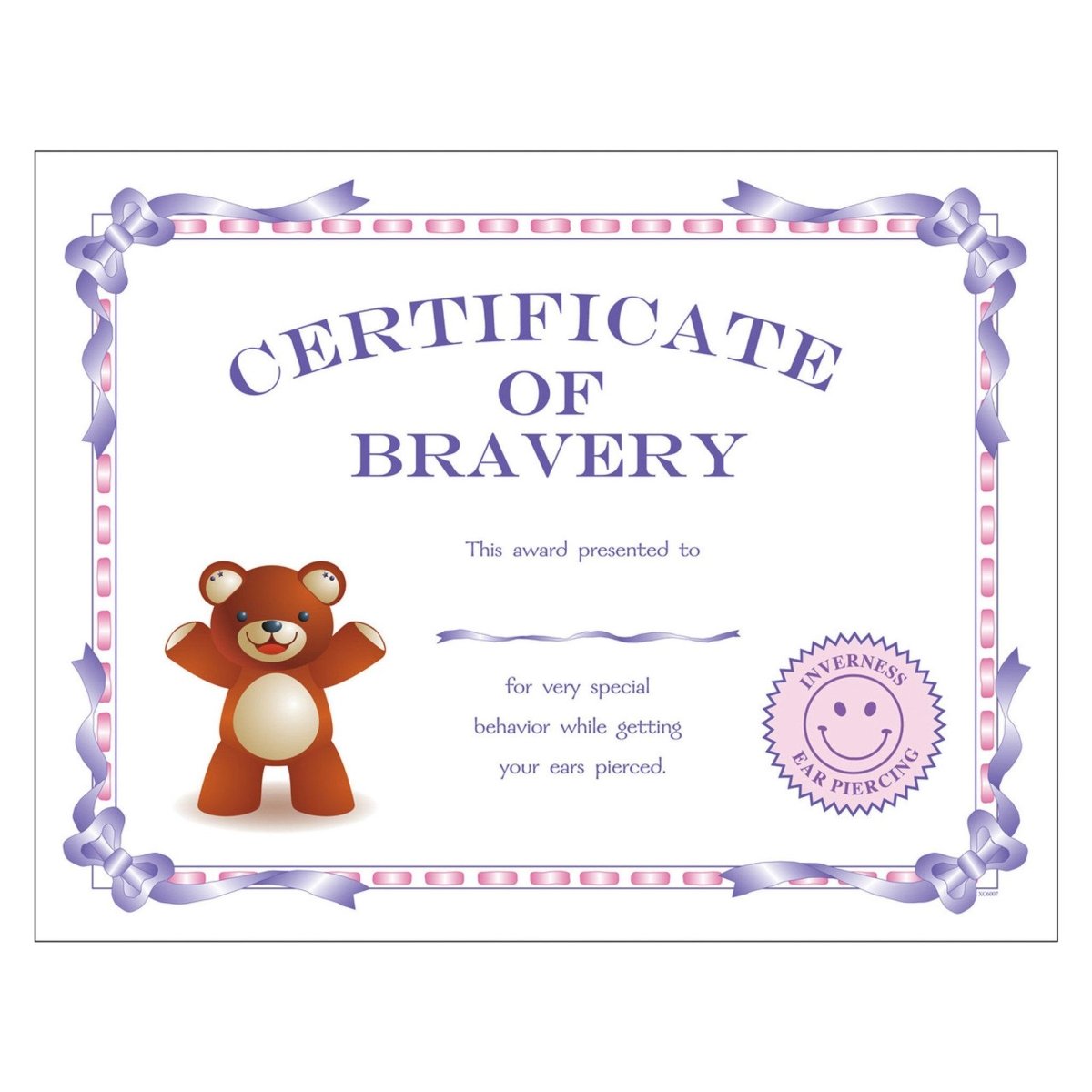 INVERNESS CERTIFICATE OF BRAVERY 8 1/2" X 11" 25 PK - Purple Beauty Supplies