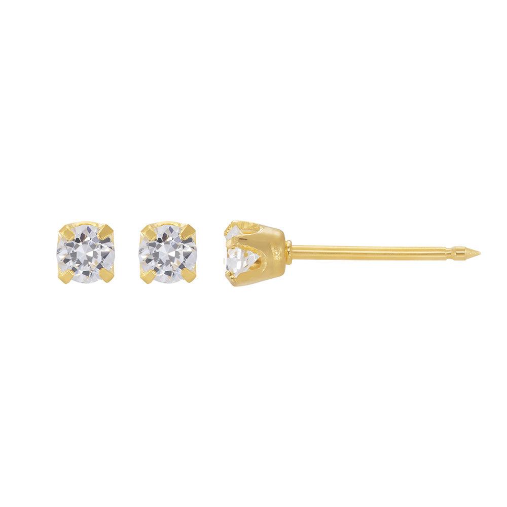 INVERNESS EARRINGS- 24KT GP 3MM CZ - Purple Beauty Supplies