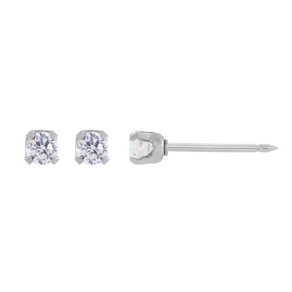 INVERNESS EARRINGS- SS 3MM CZ - Purple Beauty Supplies