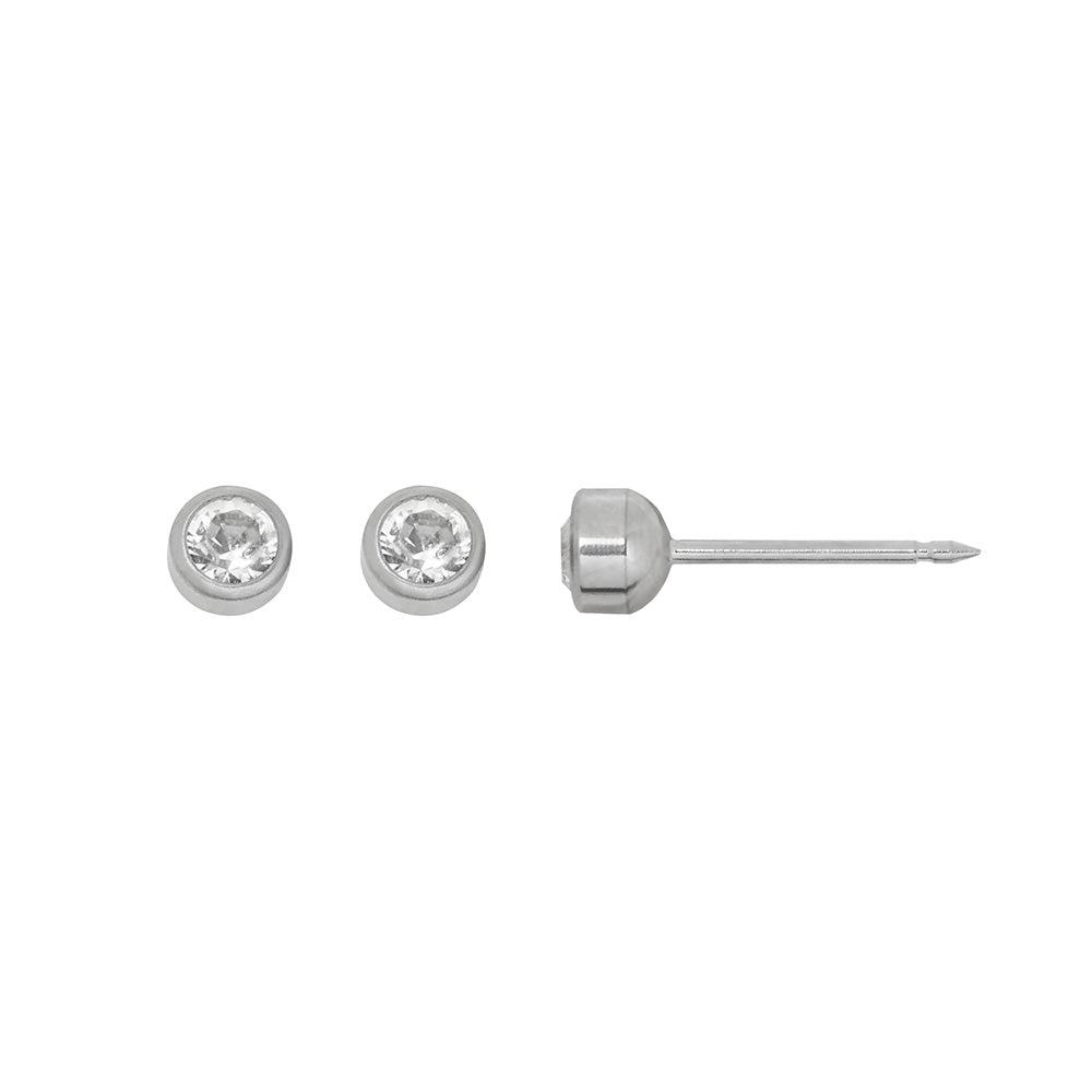 INVERNESS EARRINGS- TITANIUM 4MM CRYSTAL BEZEL - Purple Beauty Supplies