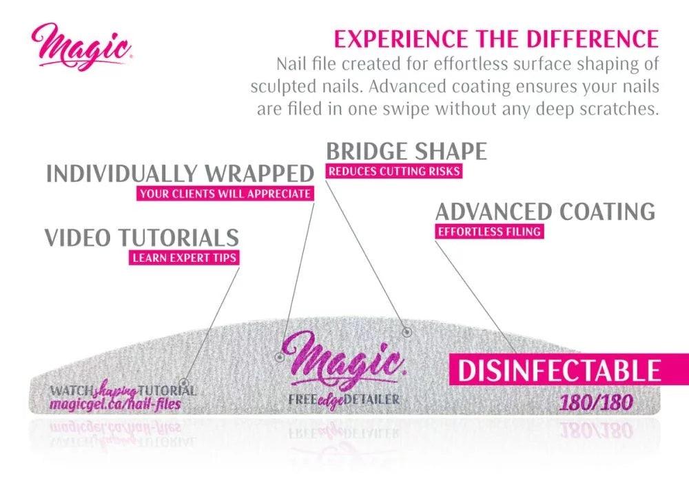 MAGIC GEL FREE EDGE DETAILER NAIL FILE 180/180 - Purple Beauty Supplies