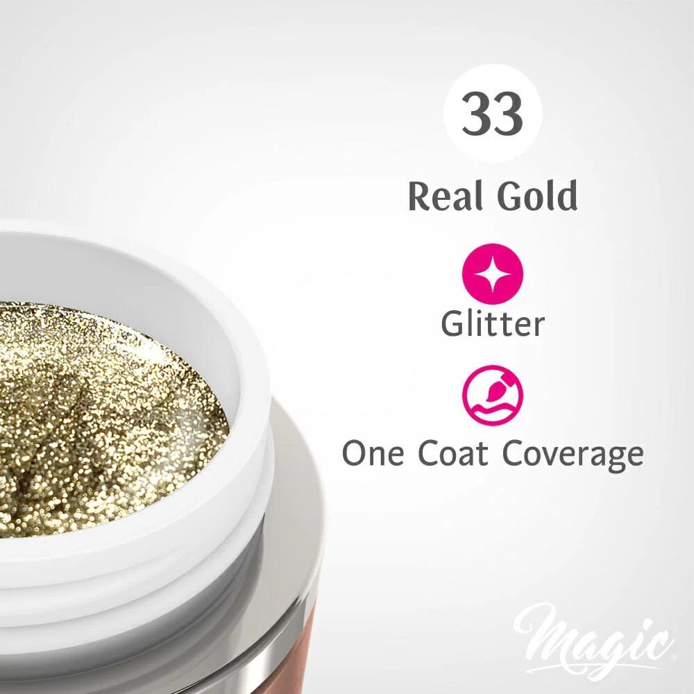 MAGIC GEL PAINT GLITTER REAL GOLD #33 - Purple Beauty Supplies