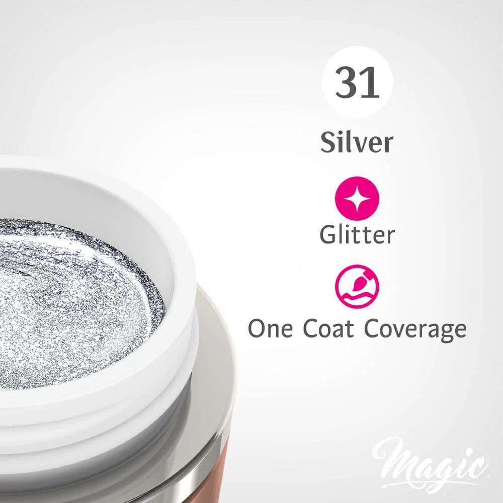 MAGIC GEL PAINT GLITTER SILVER #31 - Purple Beauty Supplies