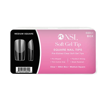 NSI SOFT GEL TIPS - SQUARE 550 CT - Purple Beauty Supplies