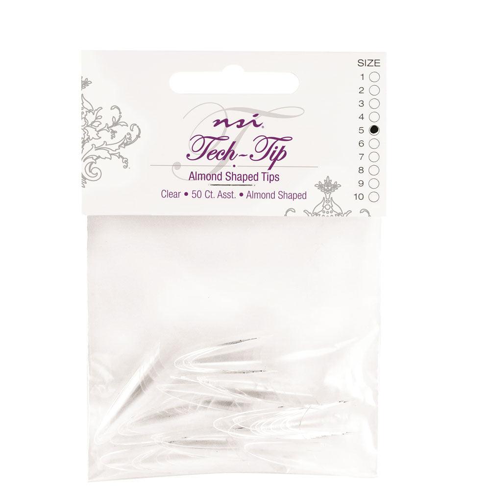 NSI TECH TIP ALMOND CLEAR TIP 50 CT REFILL #1 - Purple Beauty Supplies