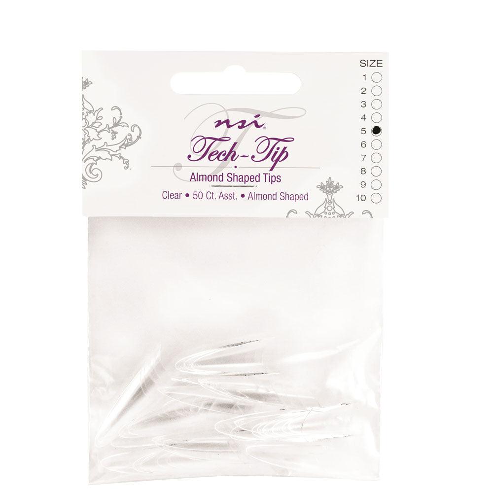 NSI TECH TIP ALMOND CLEAR TIP 50 CT REFILL #7 - Purple Beauty Supplies