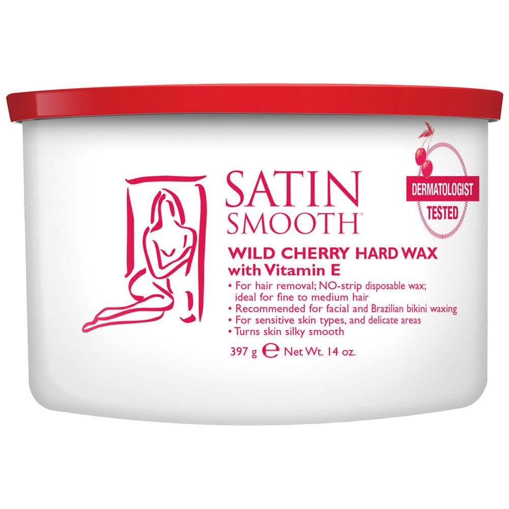 SATIN SMOOTH WAX WILD CHERRY HARD 14 OZ/397 G - Purple Beauty Supplies