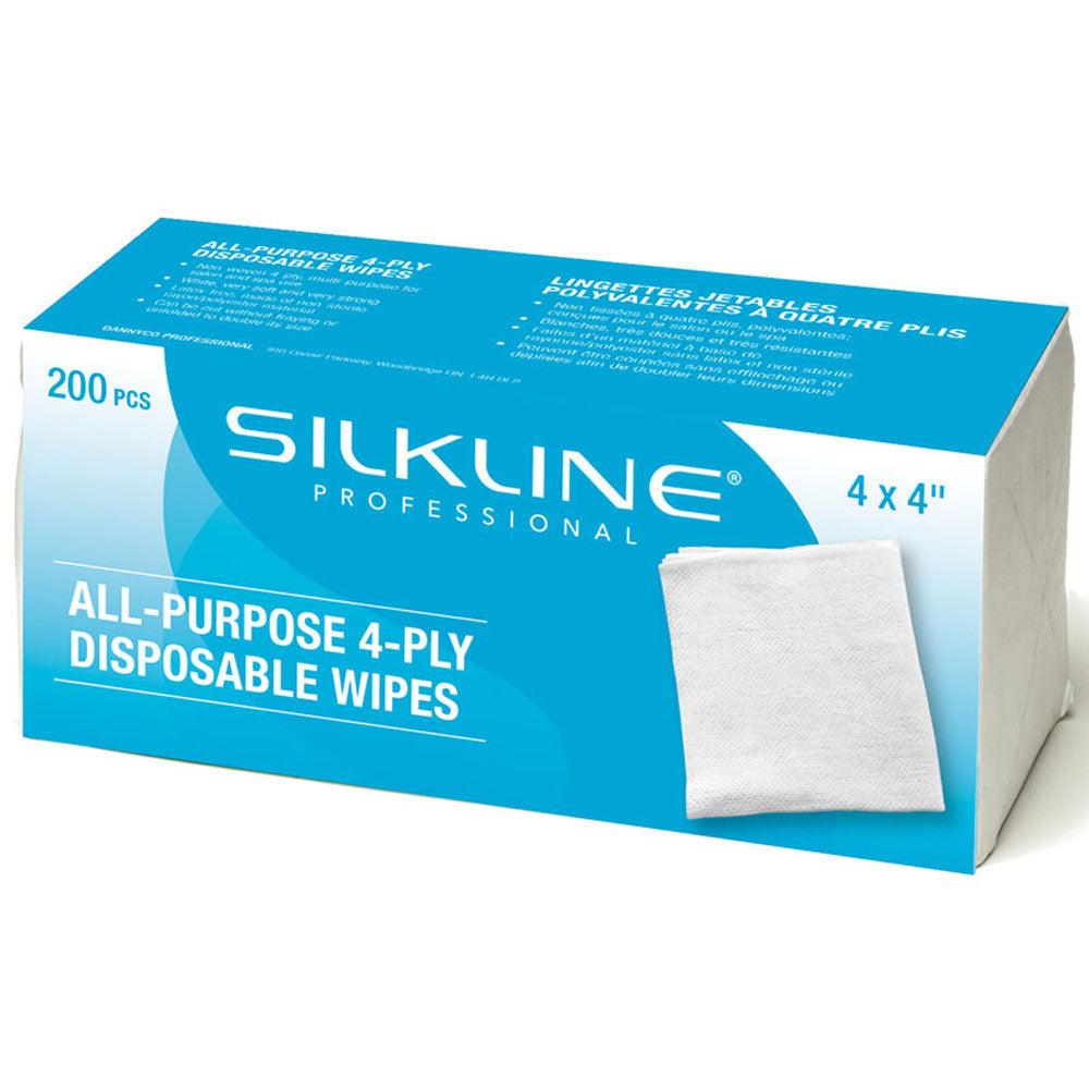 SILKLINE 4" X 4" NAIL WIPES 4 PLY 200 CT - Purple Beauty Supplies