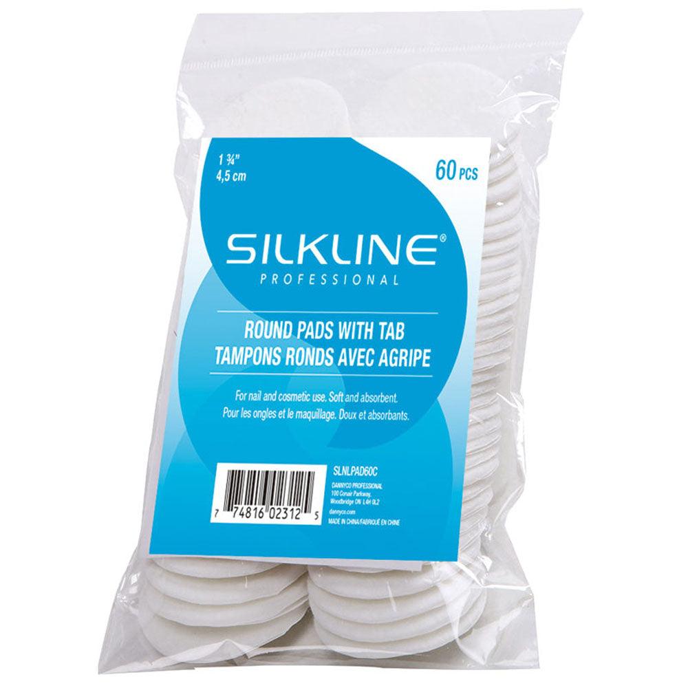 SILKLINE COTTON ROUND PADS WITH TAB BAG 60 CT - Purple Beauty Supplies