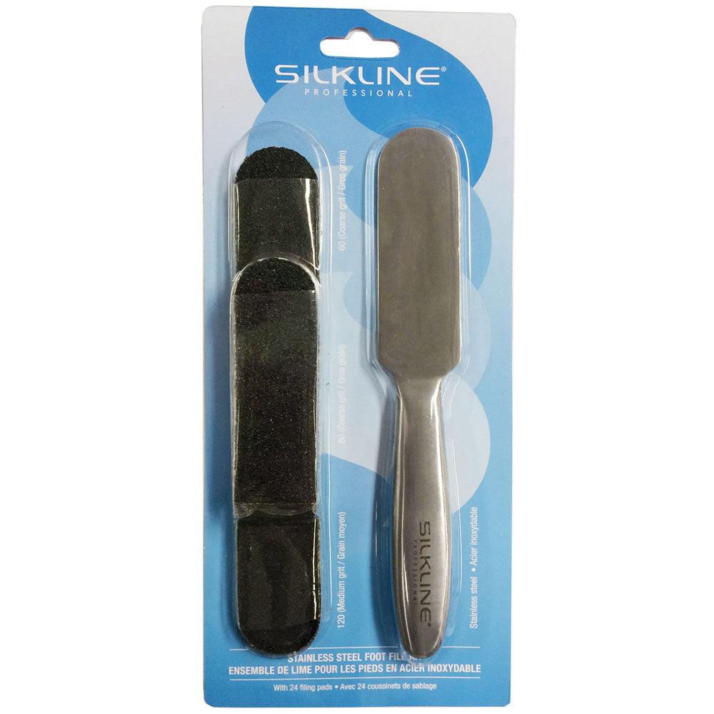 SILKLINE STAINLESS PEDICURE FOOT FILE KIT - Purple Beauty Supplies